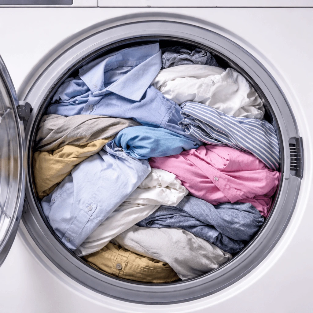 Te volle trommel of onhandige mix van textiel verlengt de droogtijd.